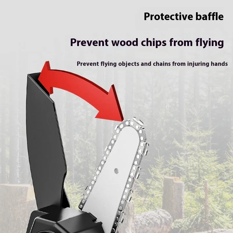 Mini one-hand wireless aluminum chainsaw with rechargeable lithium battery, power cord and instruction manual, 4-inch or 6-inch
