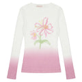 Yellow green gradient flower print on women's long-sleeve polyester T-shirt
