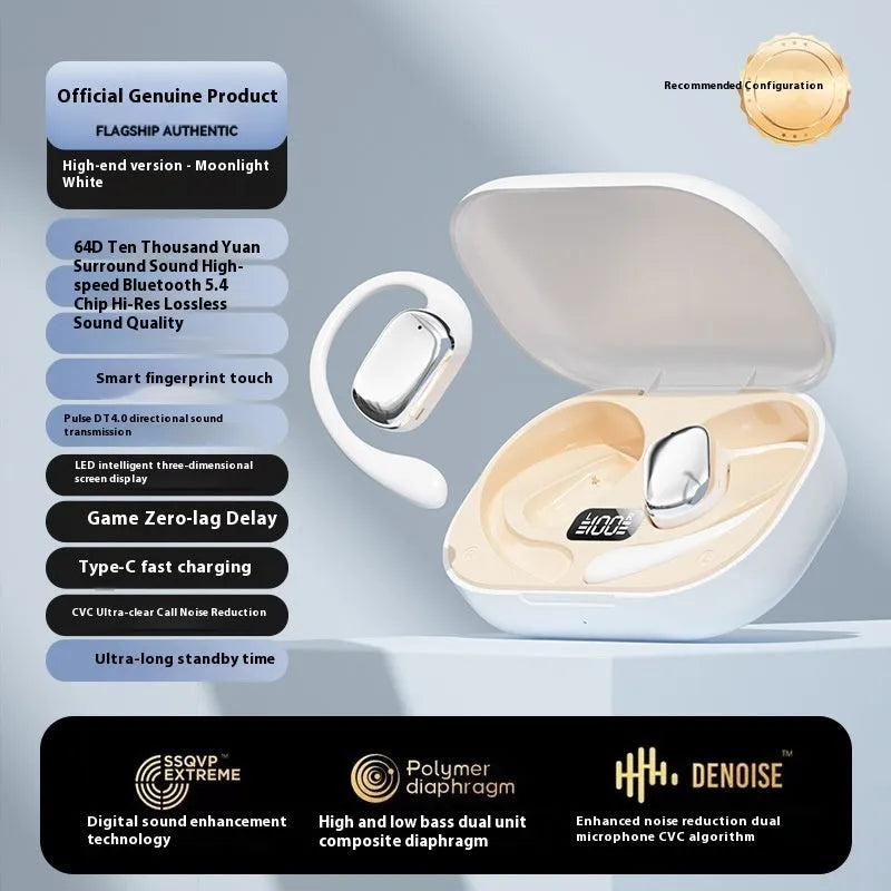 Ear-mounted Bluetooth headphones with digital display screen in three colour options