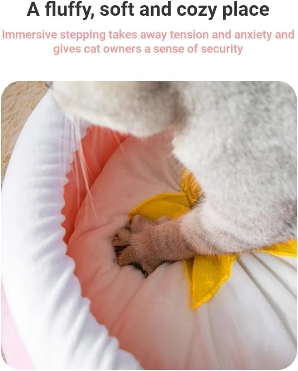 Honey pot magic shape cat bed with removable pad in pink or yellow colour