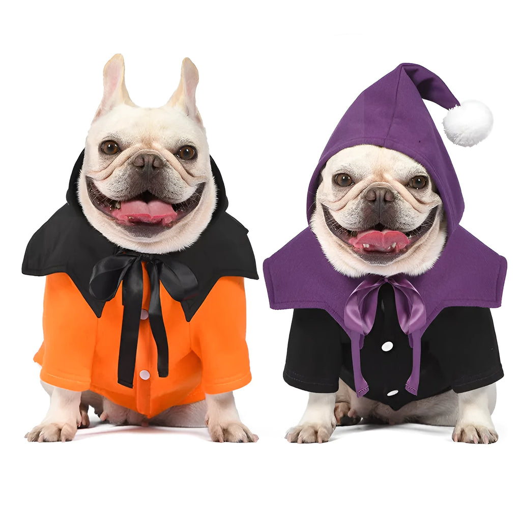 Halloween pumpkin dog clothes black orange cotton sweater shawl outfit