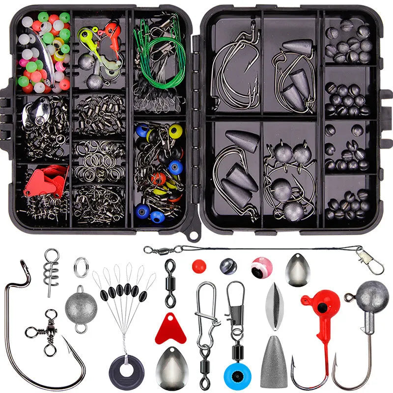 Weihe 257-piece fishing lure hook accessories set in orange or black ABS storage box