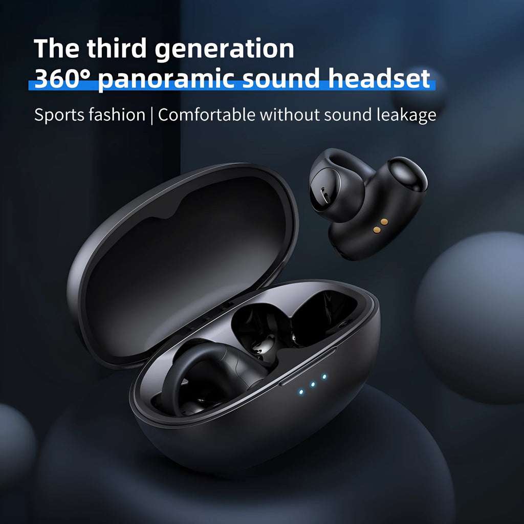 T306 black wireless clip-on sports Bluetooth gaming headset with ear-hook design