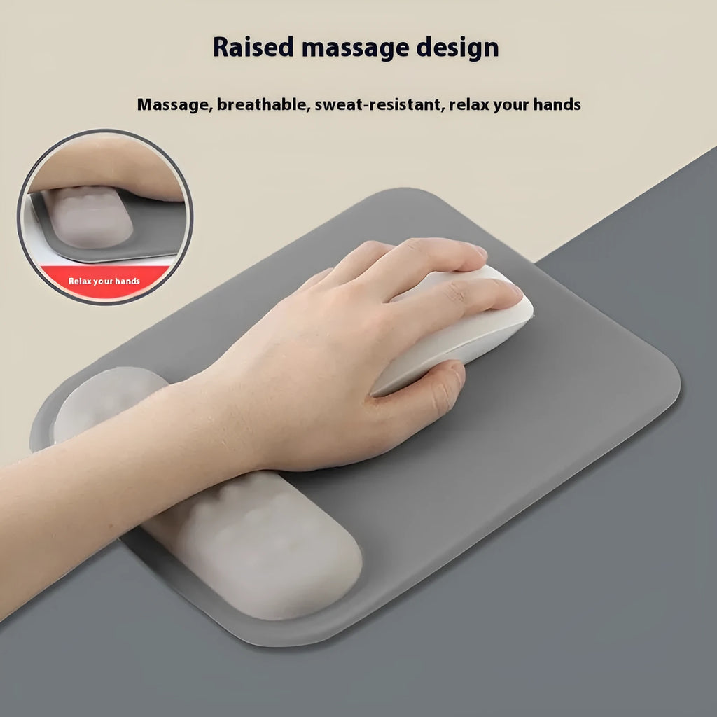 Ergonomic wrister mouse pad with wrist support cushion and cloth silicone surface