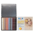 24 skin colour pencils in round iron box for portrait art with oil-based leads and HB hardness