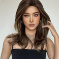 Mid-length curly synthetic wig with gradient colour effect in three colour options