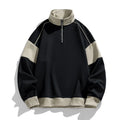 Men's hooded corduroy sweater with drop shoulder design and loose lapels in black, rice coffee and white colours