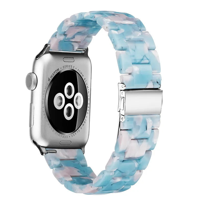 Resin slim Apple Watch strap compatible with 38/40/41mm and 42/44/45mm, 175mm length, 35g, shown in Army Green.
