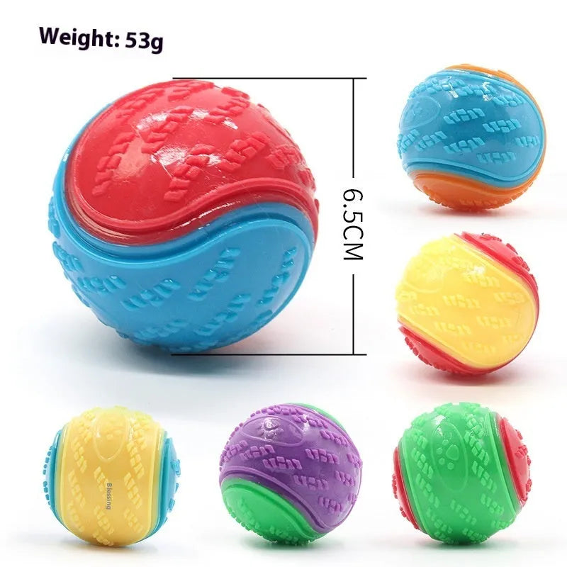 TPR rubber dog training ball in bright colours with 6.5cm diameter for molar exercise