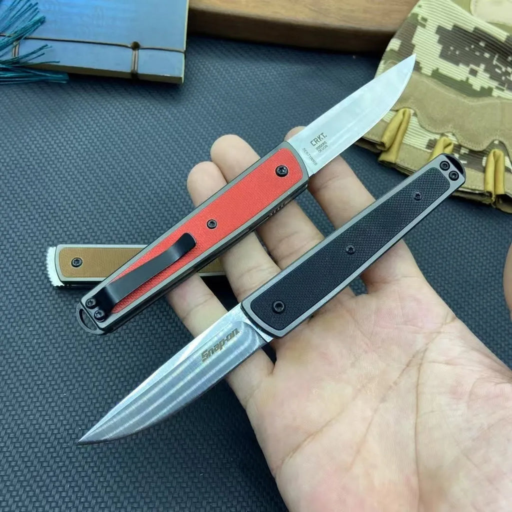 Folding fruit knife with 7cm blade in black, coffee, or red colour options