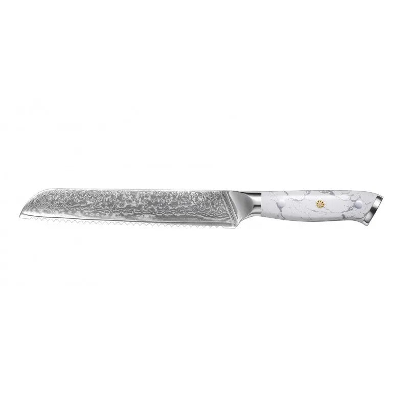 Damascus VG10 steel chef's knife with 21cm blade combining eight cutting functions
