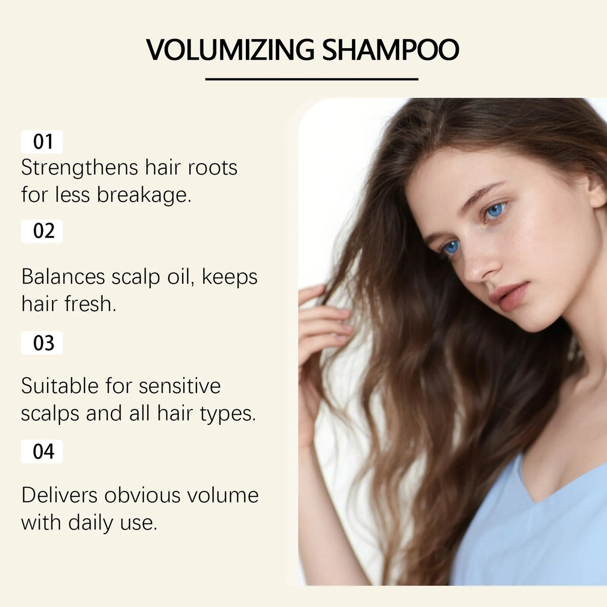 Abundant Nourishing Shampoo 100ml bottle with aloe vera, rosemary, rice ferment and biotin ingredients
