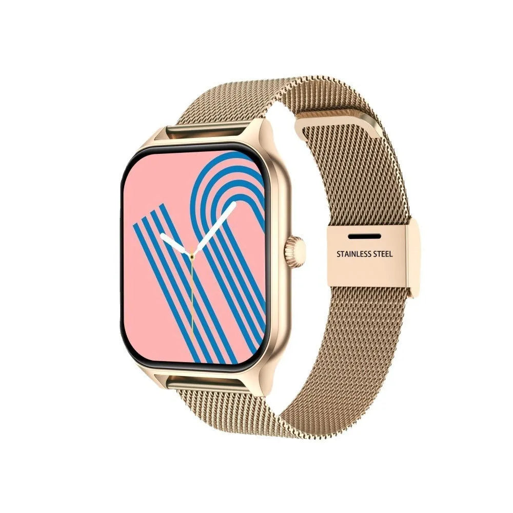 Multi-sport smart watch with custom dial, 12mm alloy case, in rose gold, black, silver or gold, supplied in a gift box