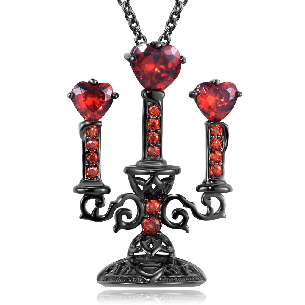 Gothic women's claw necklace with hollow candlestick pendant and cross chain in retro colour