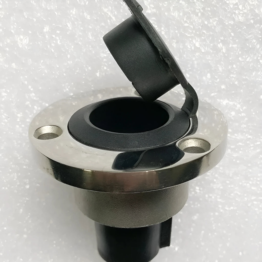 Stainless steel pole yacht anchor light socket with ABS base and pre-fitted wires.