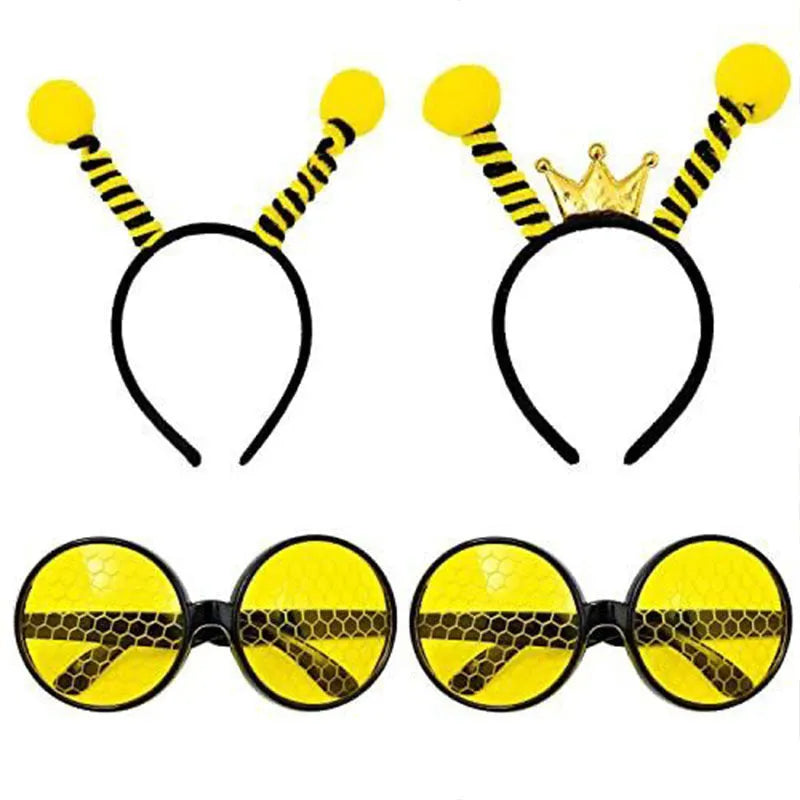 Yellow bees costume headband and glasses dress up accessories set on mannequin