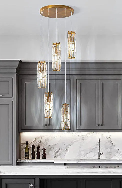 Single head industrial crystal LED droplight in black finish for restaurant aisle or bedside lighting.