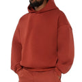 Men's grey fleece-lined cotton pullover sweatshirt with hood and wool lining