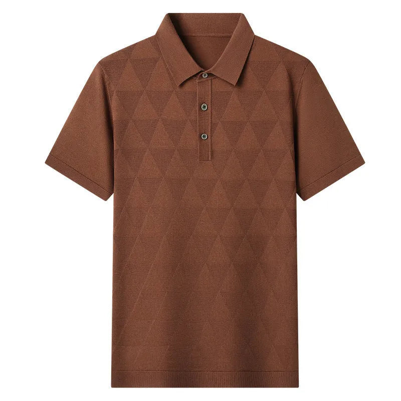 Men's ice silk short sleeve t-shirt in green colour showing regular fit and thin fabric texture