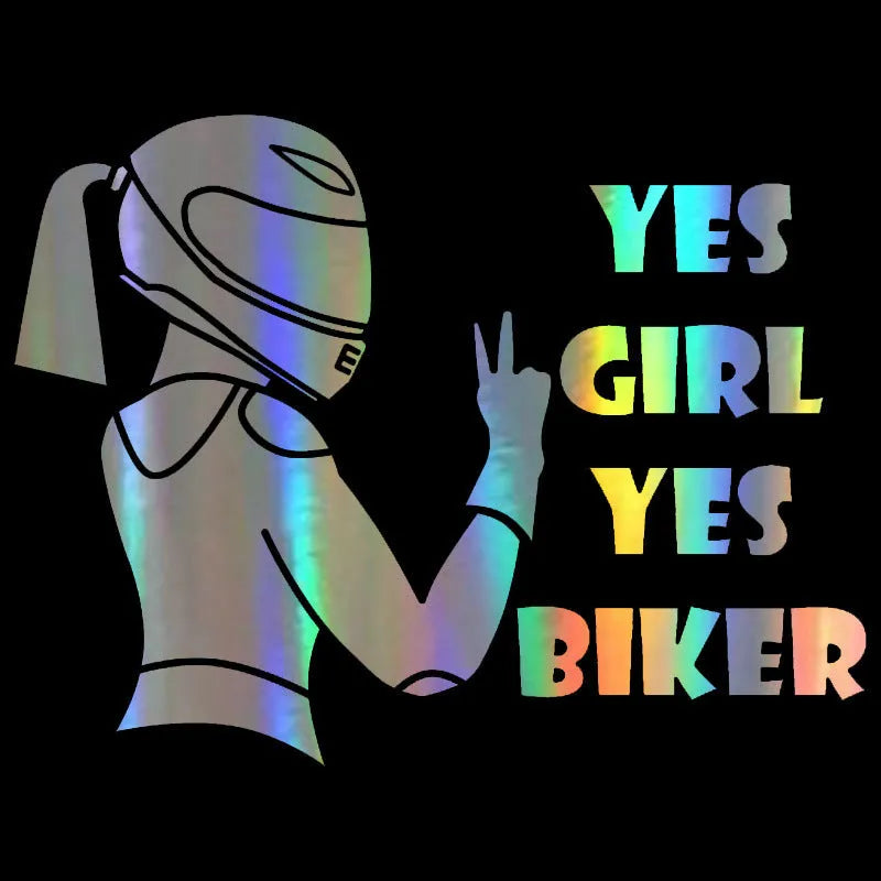 Waterproof girl rider character sticker for vehicle decoration measuring 16cm by 15cm