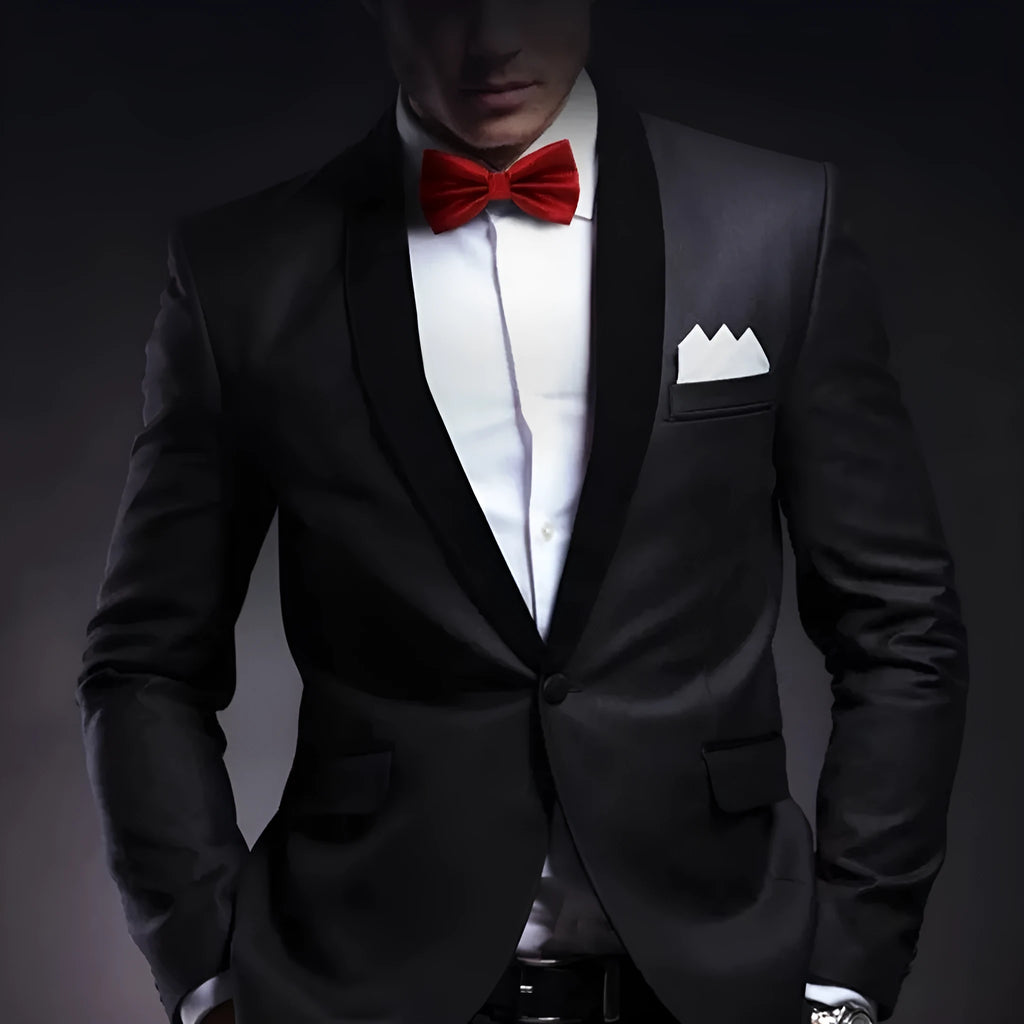 Men's solid colour polyester bow tie flat head style 12 by 6 centimetres