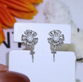 Baroque sterling silver flower earrings with ring holder frame in gold or silver colour options