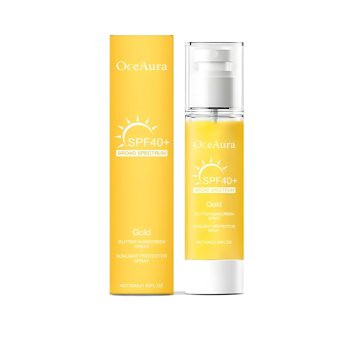 Shiny Sunscreen Spray 50ml bottle with spray nozzle, showing lightweight facial UV protection mist.