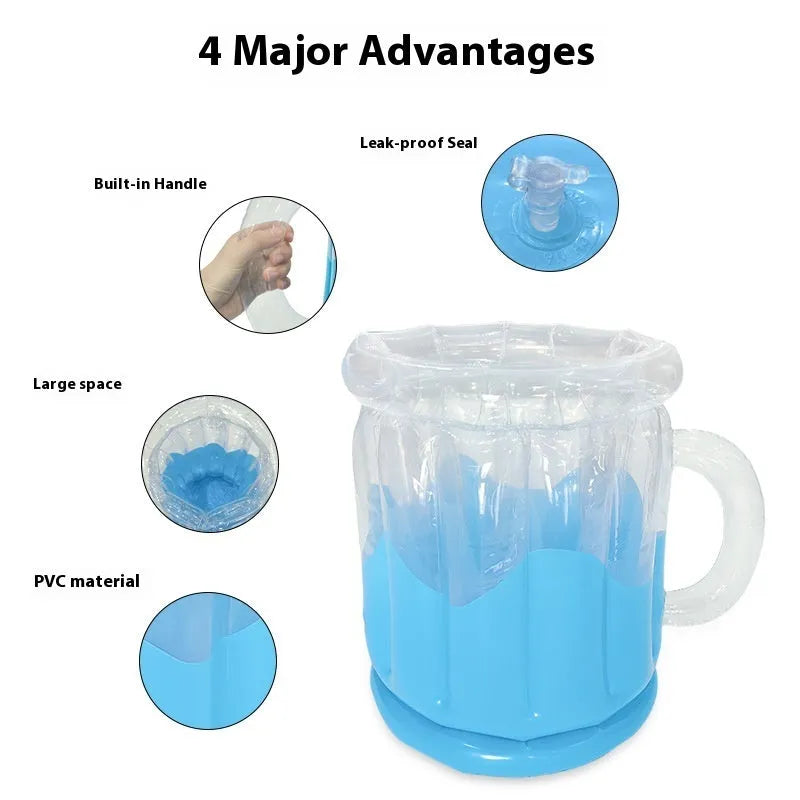 Bright yellow PVC inflatable ice bucket for outdoor parties and camping use