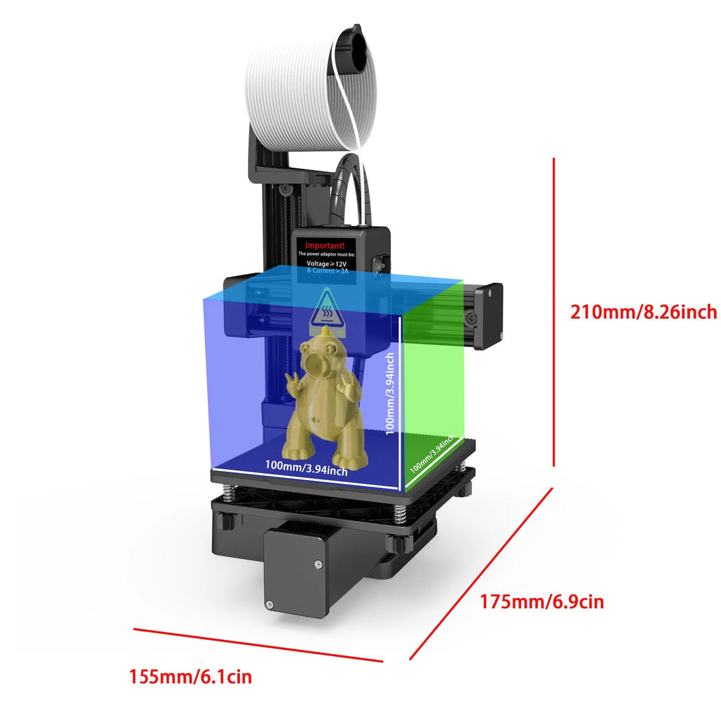 White EasyThreed K10 3D printer with 175mm print area for TPU and PLA filament