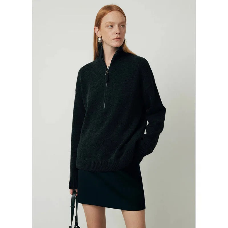 Wool bandage dress with loose lapels in black or mountain rain grey for autumn winter wear