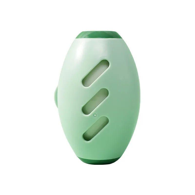 Four green and white washable reusable gel lint roller balls for portable pet hair removal.
