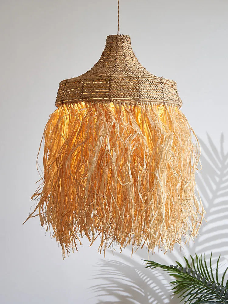 50cm diameter retro restaurant chandelier with wild vetch and willow weaving construction