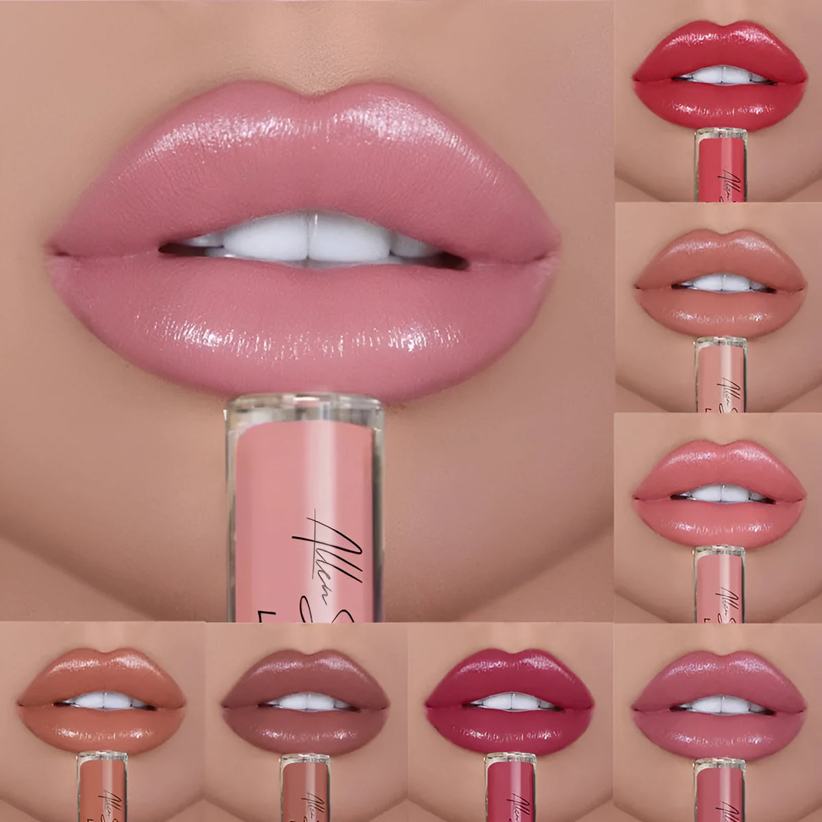 Silky cream texture lip gloss in shade options 1 through 12, sold as singles or in sets.