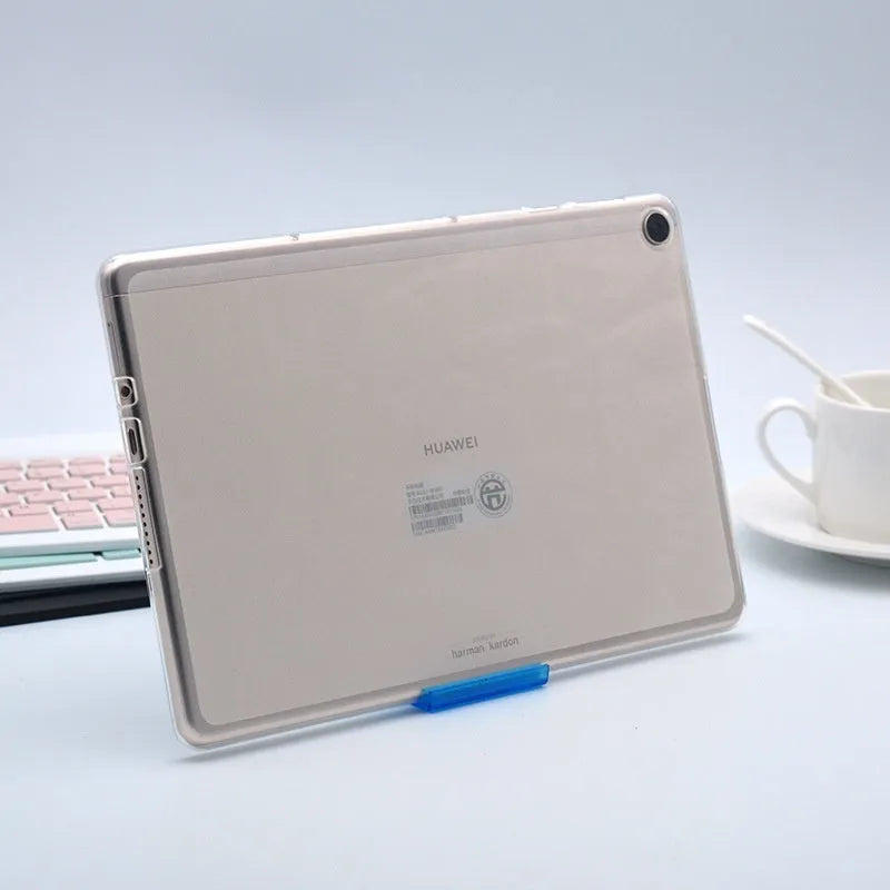 Clear transparent white ultra-thin silicone tablet protective case showing minimalist design