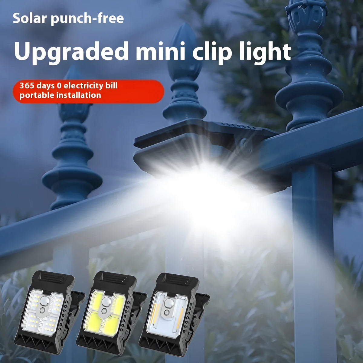 Intelligent human body induction clip lamp with IP65 waterproof rating and three brightness modes