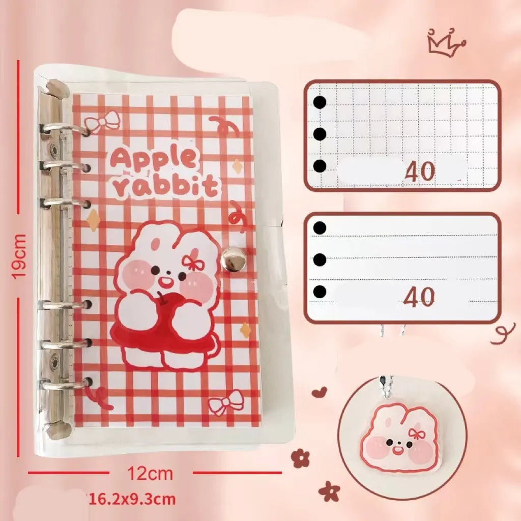 A6 loose leaf notebook with girl heart design, 80 sheets of 70g paper, 6-hole pass type construction