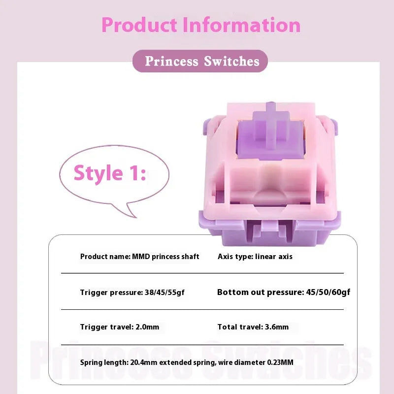 MMD Princess linear mechanical keyboard switch body component for DIY customisation