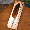Vintage zinc alloy feather dip pen in retro style measuring 30 cm long