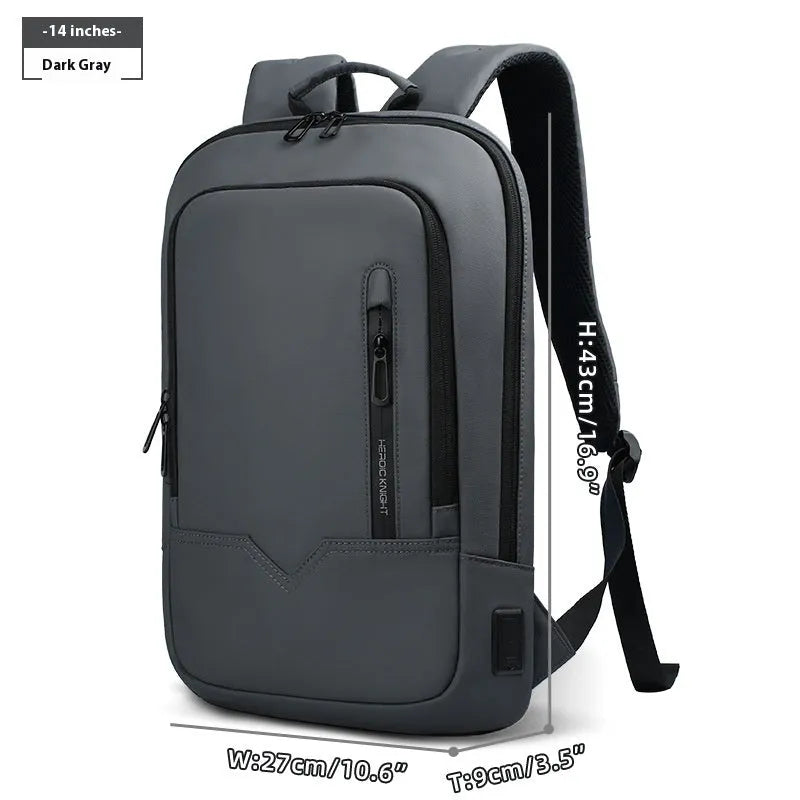Lightweight polyester commuter laptop backpack with USB charging port in various colour options