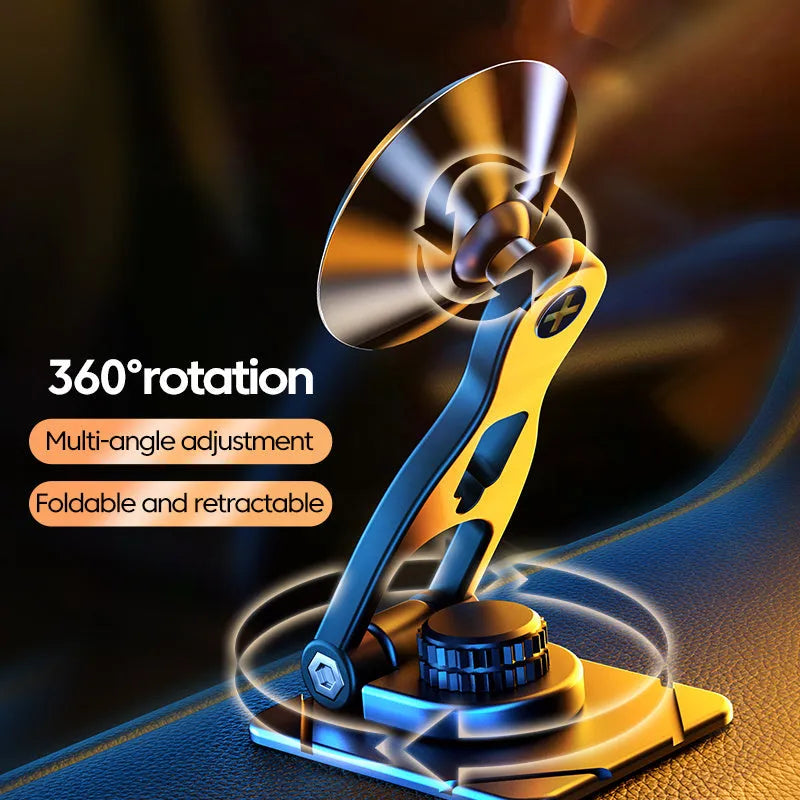 Telescopic folding car phone holder with magnetic suction installation on vehicle instrument panel