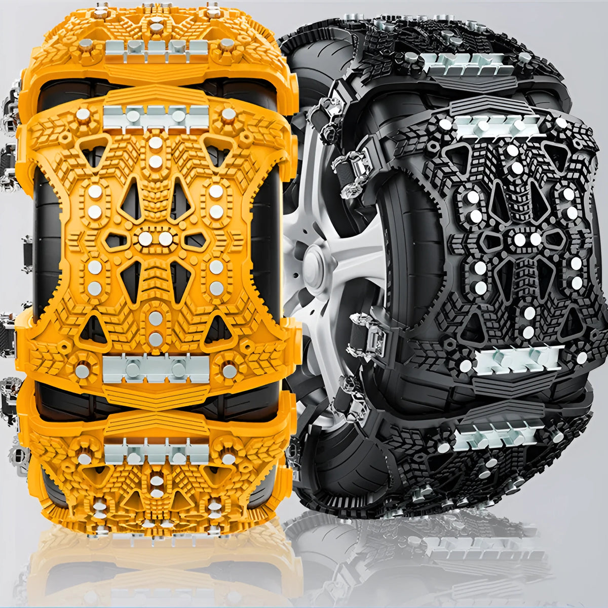Universal steel anti-skid chain set for cars and SUVs with installation tools