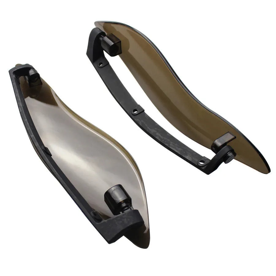 Harley-Davidson motorcycle windshield side wing set in smoked or black ABS plastic for tri-wheel glide models