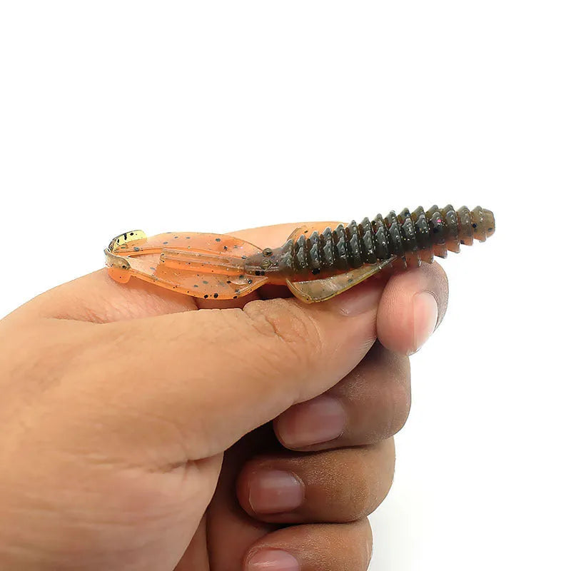 PVC soft bait fishing lure in assorted colours showing 8cm and 12cm size options