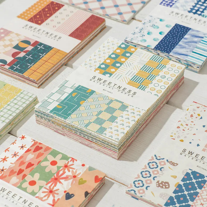 Retro collage material note paper in dessert colours measuring 56mm by 83mm