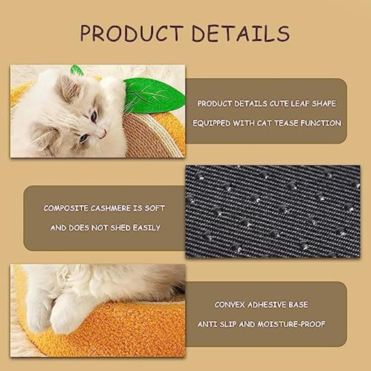 Yellow round fruit-shaped sisal cat scratching board and bed for small cats.