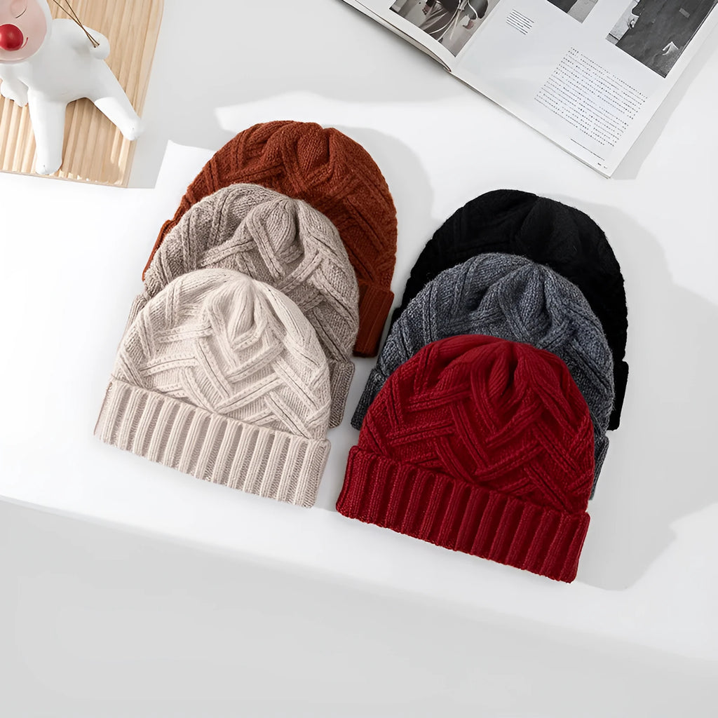 Women's wool knitted dome crown beanie winter hat in six colour options