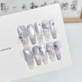 Purple fantasy armour costume for women with butterfly design and starry sky pattern.