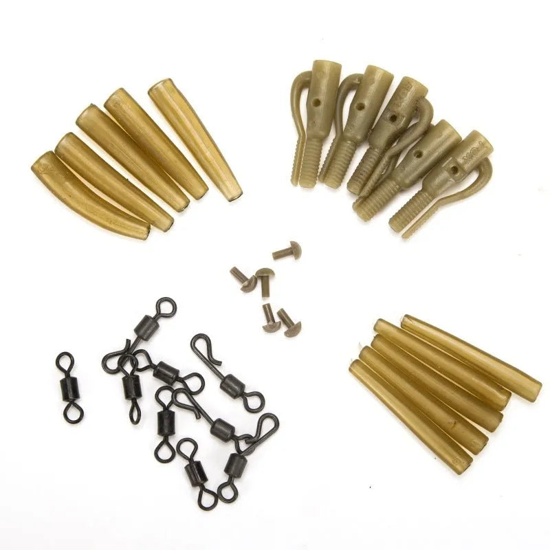 European carp fishing accessory set with 30 pieces including anti-winding pipes, threaded hoses, rotation items and screws
