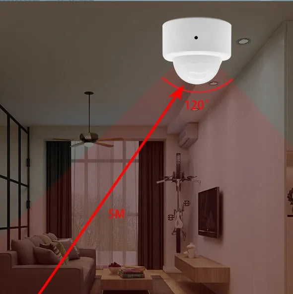 White infrared body sensor with 120-degree detection angle and ZigBee 3.0 connectivity