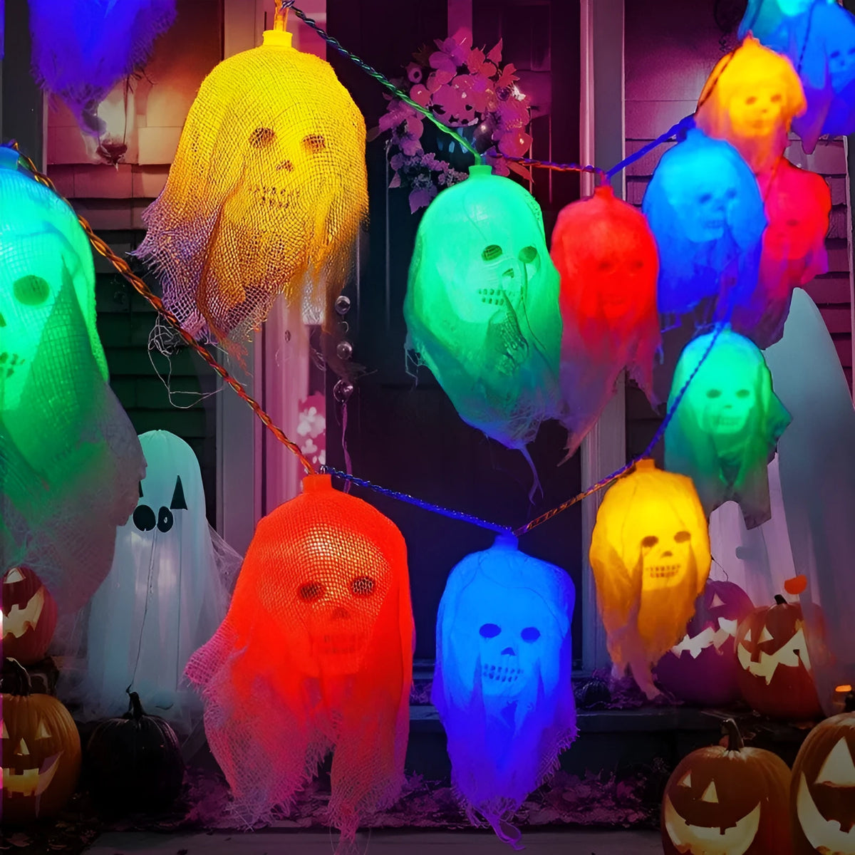Halloween battery-powered LED fairy lights in plastic housing for indoor wall decoration